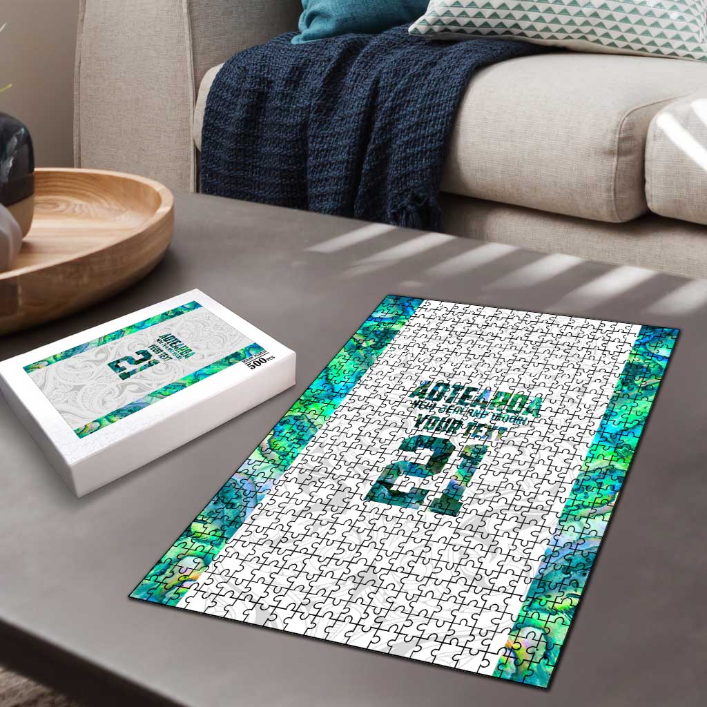 Custom New Zealand Aotearoa Puzzle Green Maori Paua Shell Indigenous LT9 - Polynesian Pride