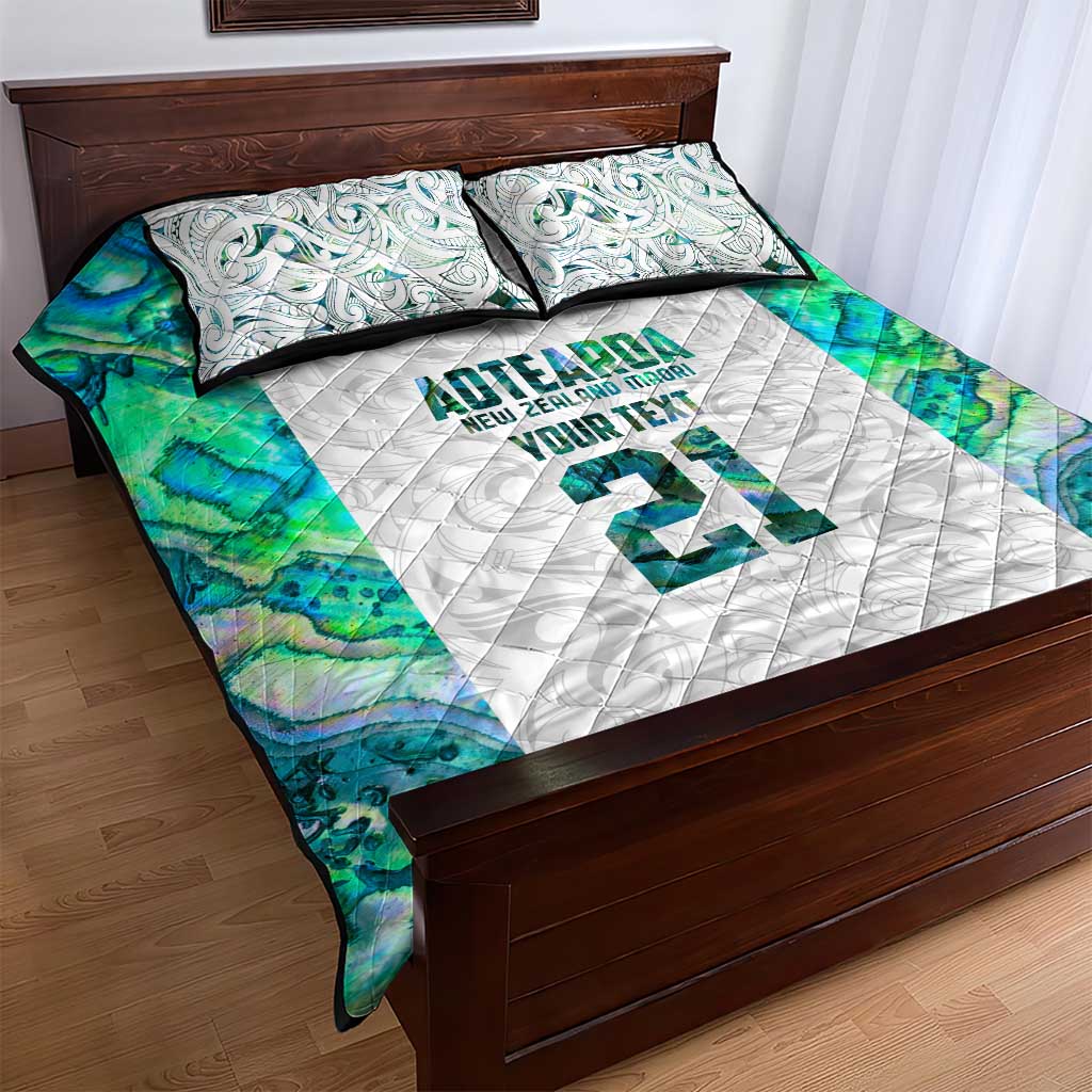 Custom New Zealand Aotearoa Quilt Bed Set Green Maori Paua Shell Indigenous - Polynesian Pride