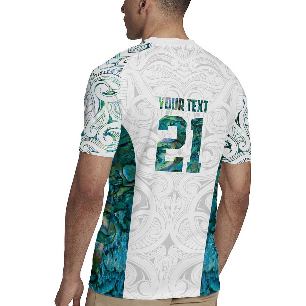Custom New Zealand Aotearoa Rugby Jersey Green Maori Paua Shell Indigenous - Polynesian Pride