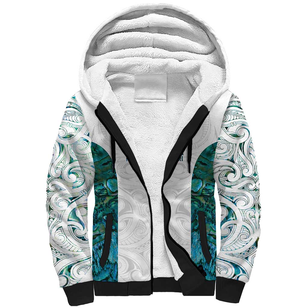 Custom New Zealand Aotearoa Sherpa Hoodie Green Maori Paua Shell Indigenous LT9 Unisex Green - Polynesian Pride