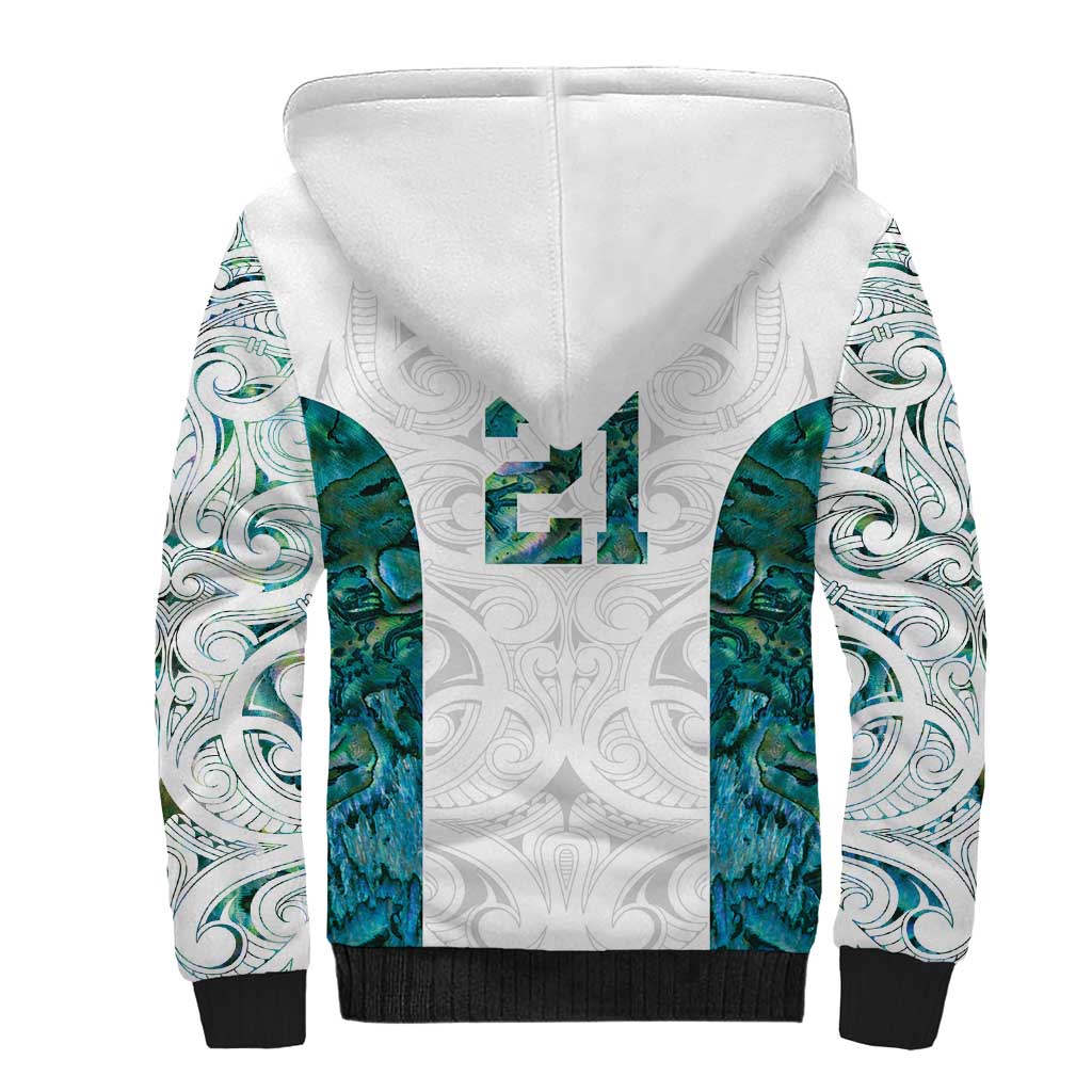 Custom New Zealand Aotearoa Sherpa Hoodie Green Maori Paua Shell Indigenous LT9 - Polynesian Pride