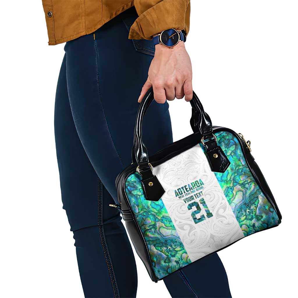 Custom New Zealand Aotearoa Shoulder Handbag Green Maori Paua Shell Indigenous - Polynesian Pride