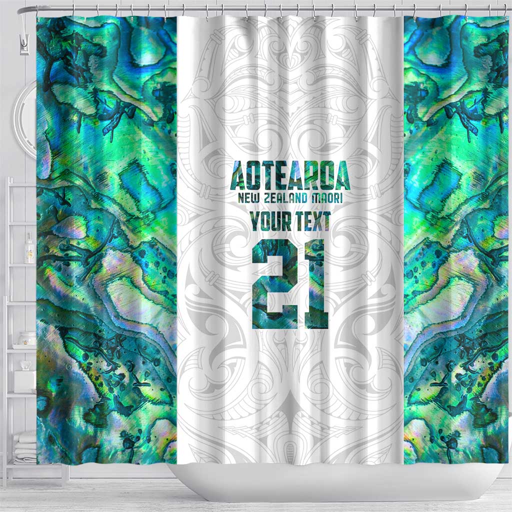 Custom New Zealand Aotearoa Shower Curtain Green Maori Paua Shell Indigenous - Polynesian Pride