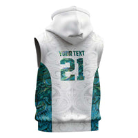Custom New Zealand Aotearoa Sleeveless Hoodie Green Maori Paua Shell Indigenous LT9 - Polynesian Pride