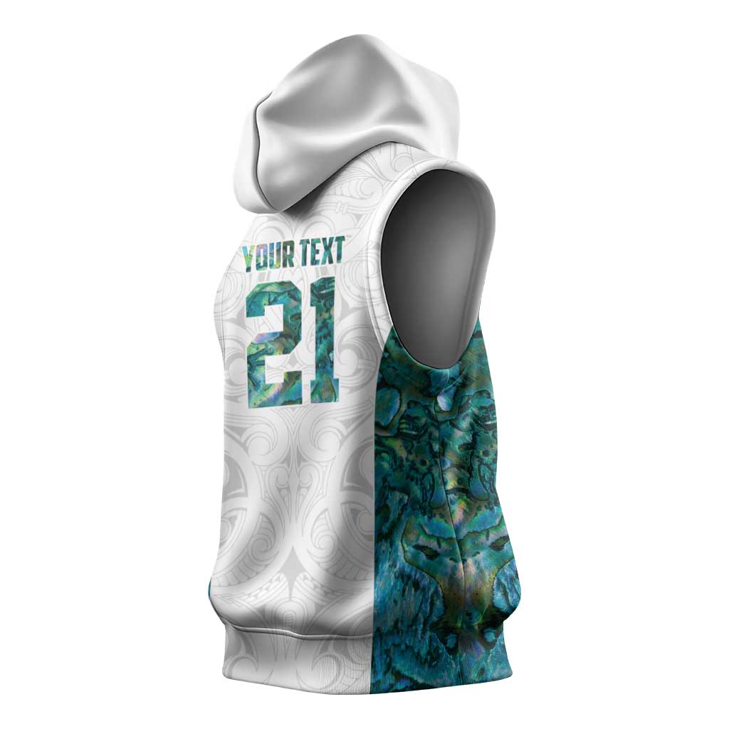 Custom New Zealand Aotearoa Sleeveless Hoodie Green Maori Paua Shell Indigenous LT9 - Polynesian Pride