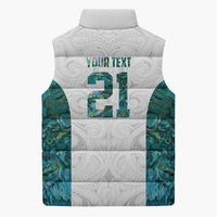 Custom New Zealand Aotearoa Sleeveless Puffer Jacket Green Maori Paua Shell Indigenous LT9 - Polynesian Pride