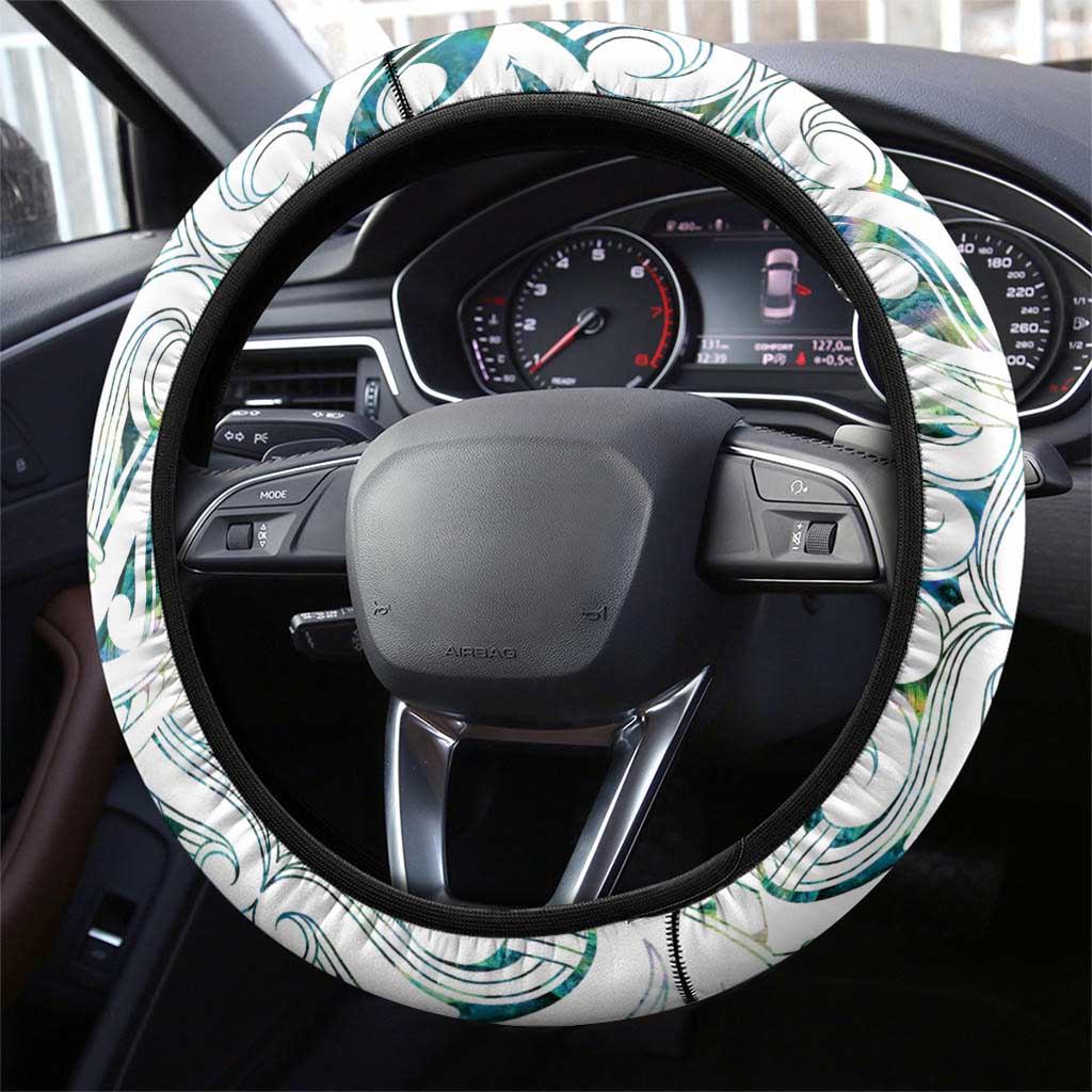 New Zealand Aotearoa Steering Wheel Cover Green Maori Paua Shell Indigenous LT9 - Polynesian Pride