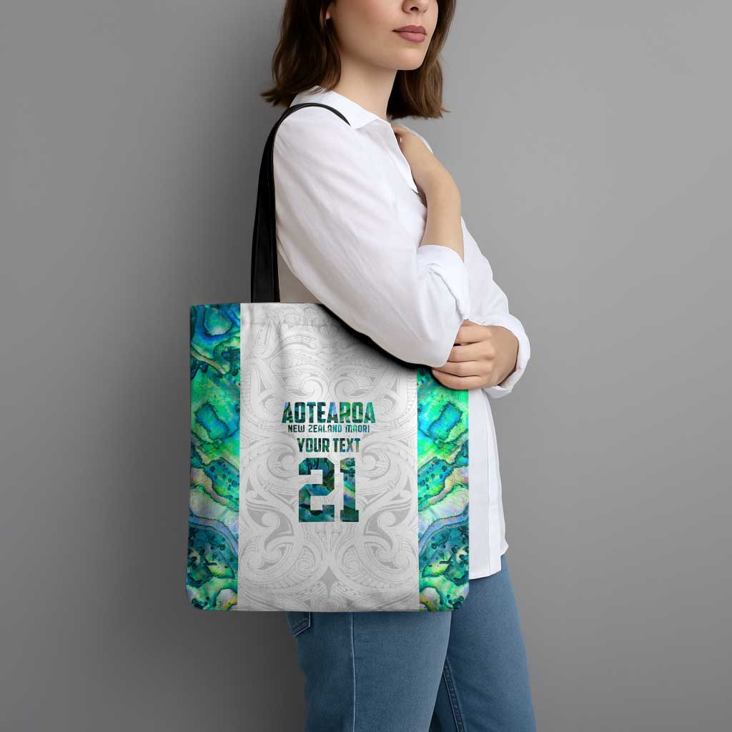Custom New Zealand Aotearoa Tote Bag Green Maori Paua Shell Indigenous LT9 - Polynesian Pride