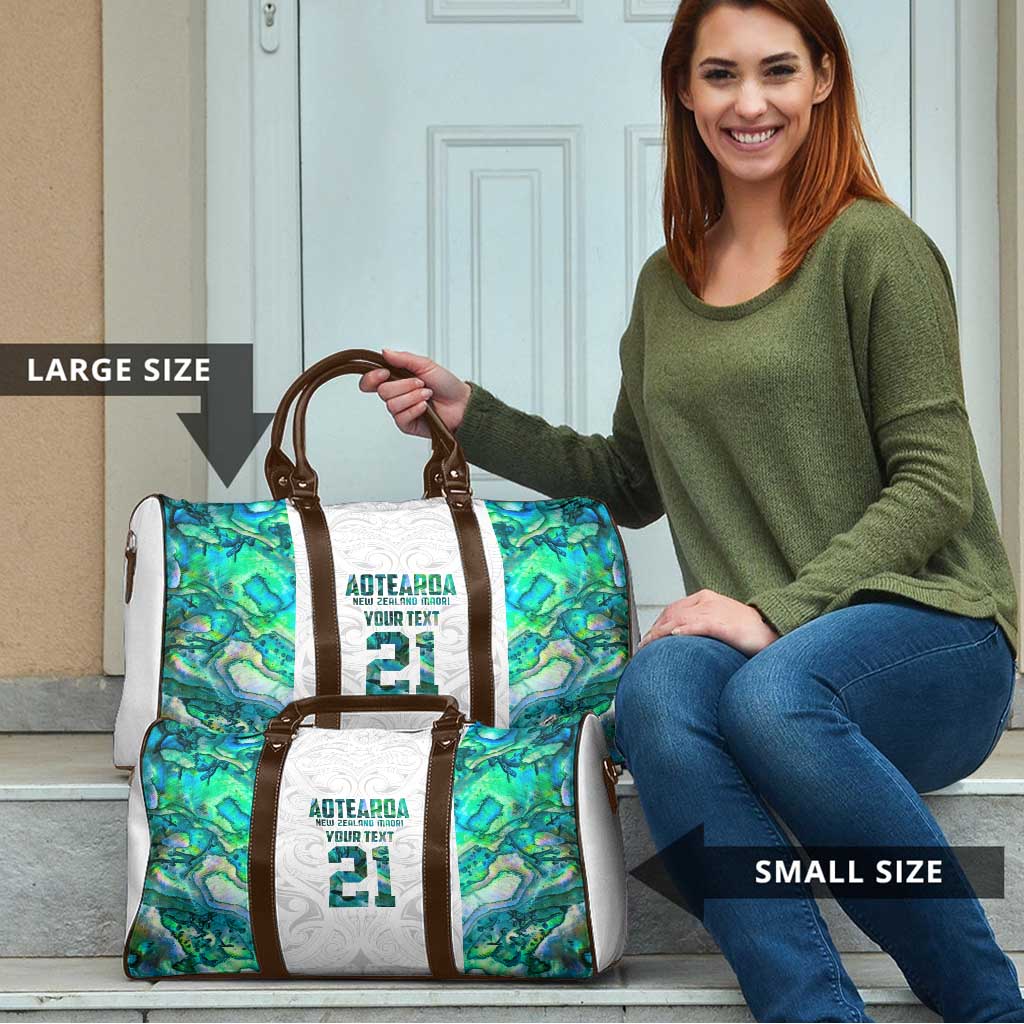 Custom New Zealand Aotearoa Travel Bag Green Maori Paua Shell Indigenous - Polynesian Pride