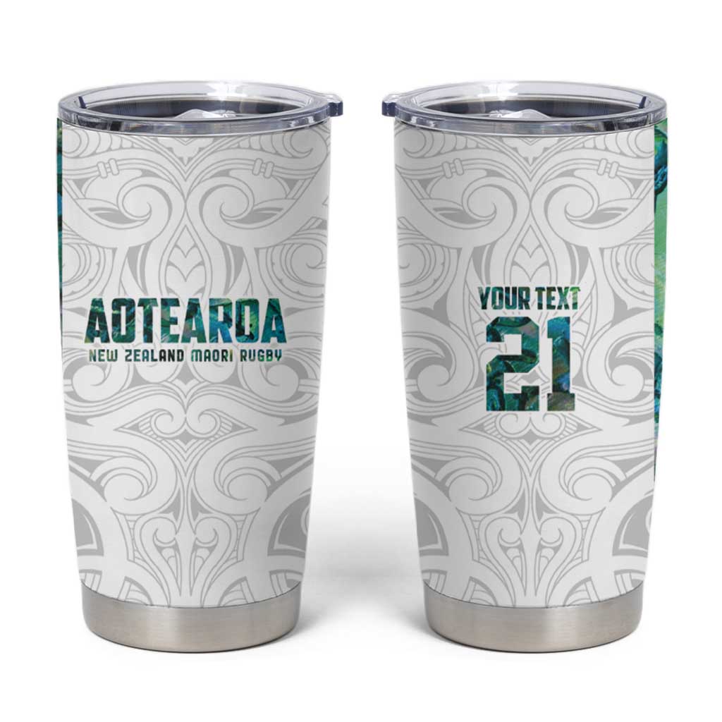 Custom New Zealand Aotearoa Tumbler Cup Green Maori Paua Shell Indigenous - Polynesian Pride