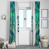 Custom New Zealand Aotearoa Window Curtain Green Maori Paua Shell Indigenous - Polynesian Pride