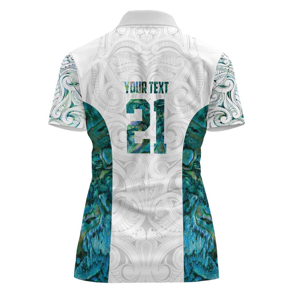 Custom New Zealand Aotearoa Women Polo Shirt Green Maori Paua Shell Indigenous - Polynesian Pride