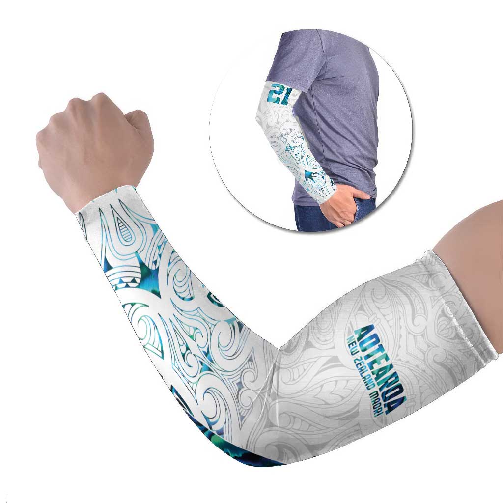 Custom New Zealand Aotearoa Arm Sleeves Maori Paua Shell Indigenous LT9 Set of 2 Blue - Polynesian Pride