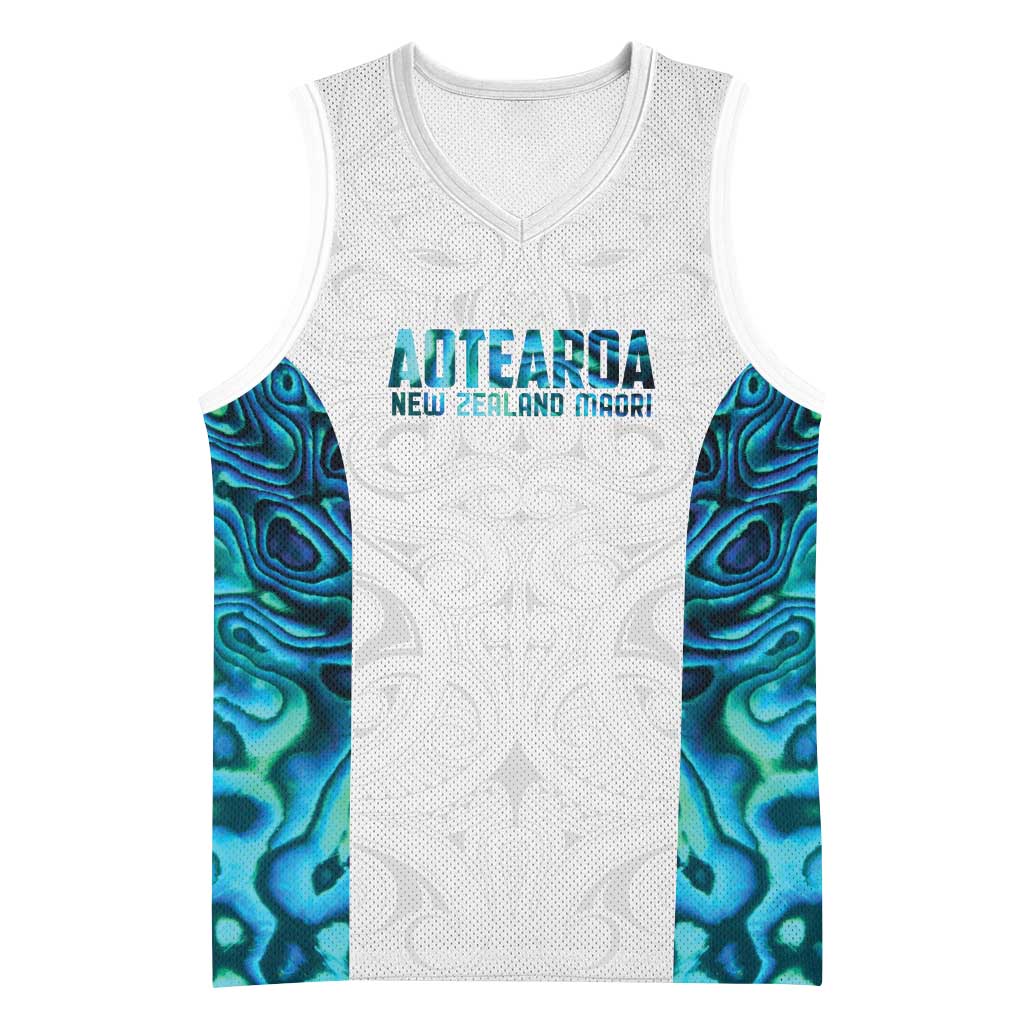 Custom New Zealand Aotearoa Basketball Jersey Maori Paua Shell Indigenous LT9 Unisex Blue - Polynesian Pride