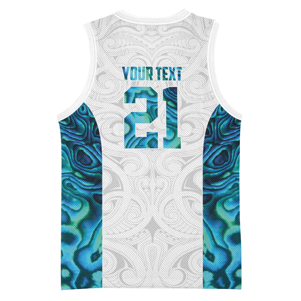 Custom New Zealand Aotearoa Basketball Jersey Maori Paua Shell Indigenous LT9 - Polynesian Pride