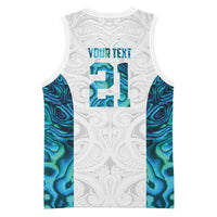 Custom New Zealand Aotearoa Basketball Jersey Maori Paua Shell Indigenous LT9 - Polynesian Pride