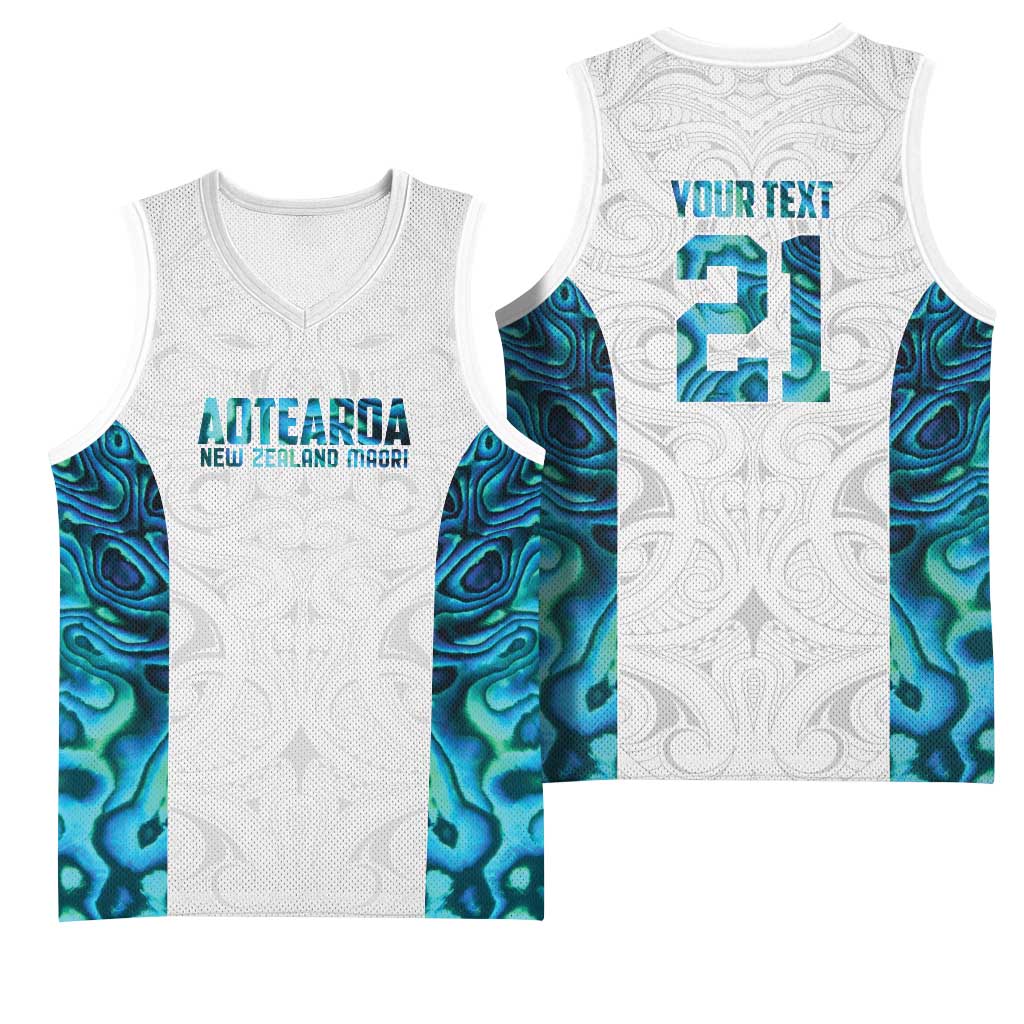 Custom New Zealand Aotearoa Basketball Jersey Maori Paua Shell Indigenous LT9 - Polynesian Pride