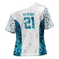 Custom New Zealand Aotearoa Cross Shoulder Shirt Maori Paua Shell Indigenous LT9 - Polynesian Pride