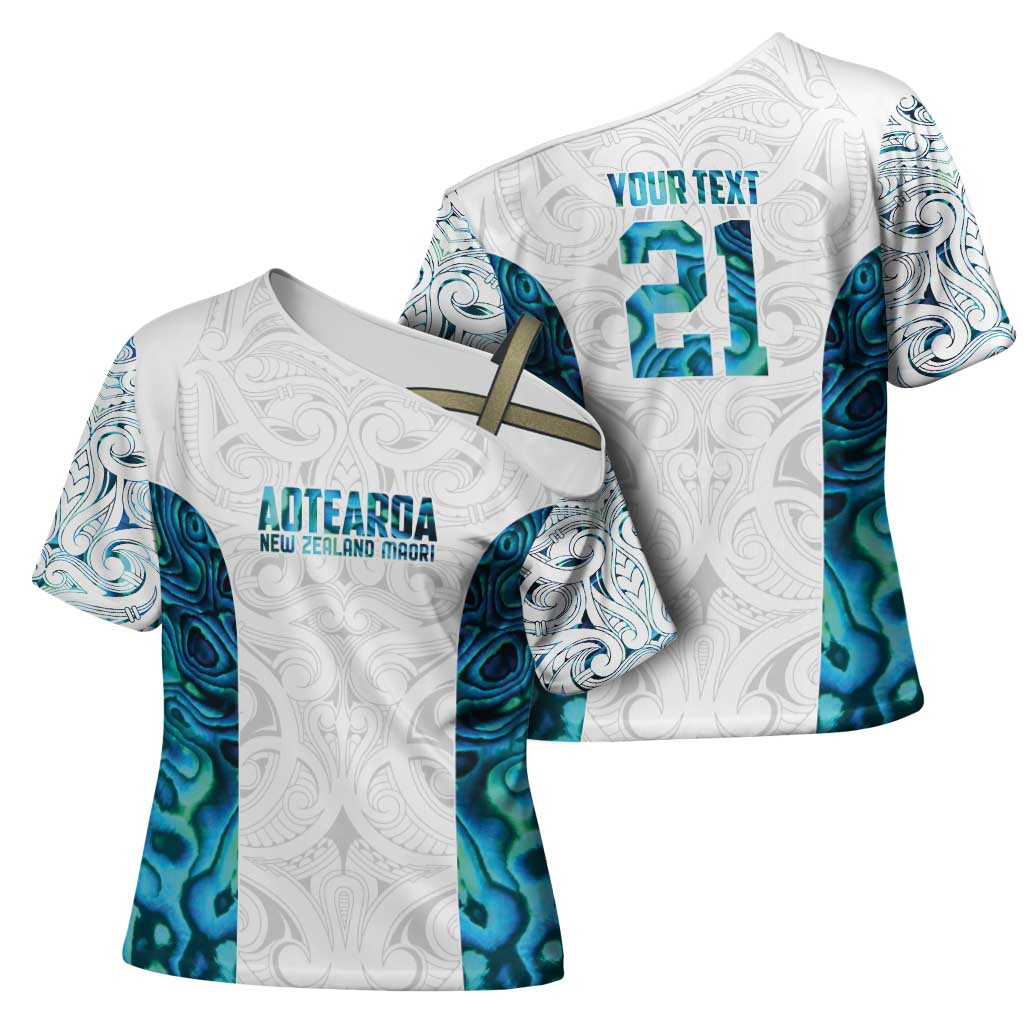Custom New Zealand Aotearoa Cross Shoulder Shirt Maori Paua Shell Indigenous LT9 - Polynesian Pride