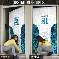 Custom New Zealand Aotearoa Door Cover Maori Paua Shell Indigenous - Polynesian Pride