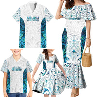 Custom New Zealand Aotearoa Family Matching Mermaid Dress and Hawaiian Shirt Maori Paua Shell Indigenous - Polynesian Pride