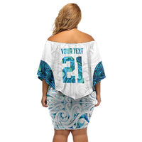 Custom New Zealand Aotearoa Family Matching Off Shoulder Short Dress and Hawaiian Shirt Maori Paua Shell Indigenous - Polynesian Pride