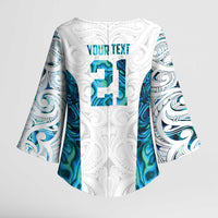 Custom New Zealand Aotearoa Kimono Sleeve Blouse Maori Paua Shell Indigenous - Polynesian Pride