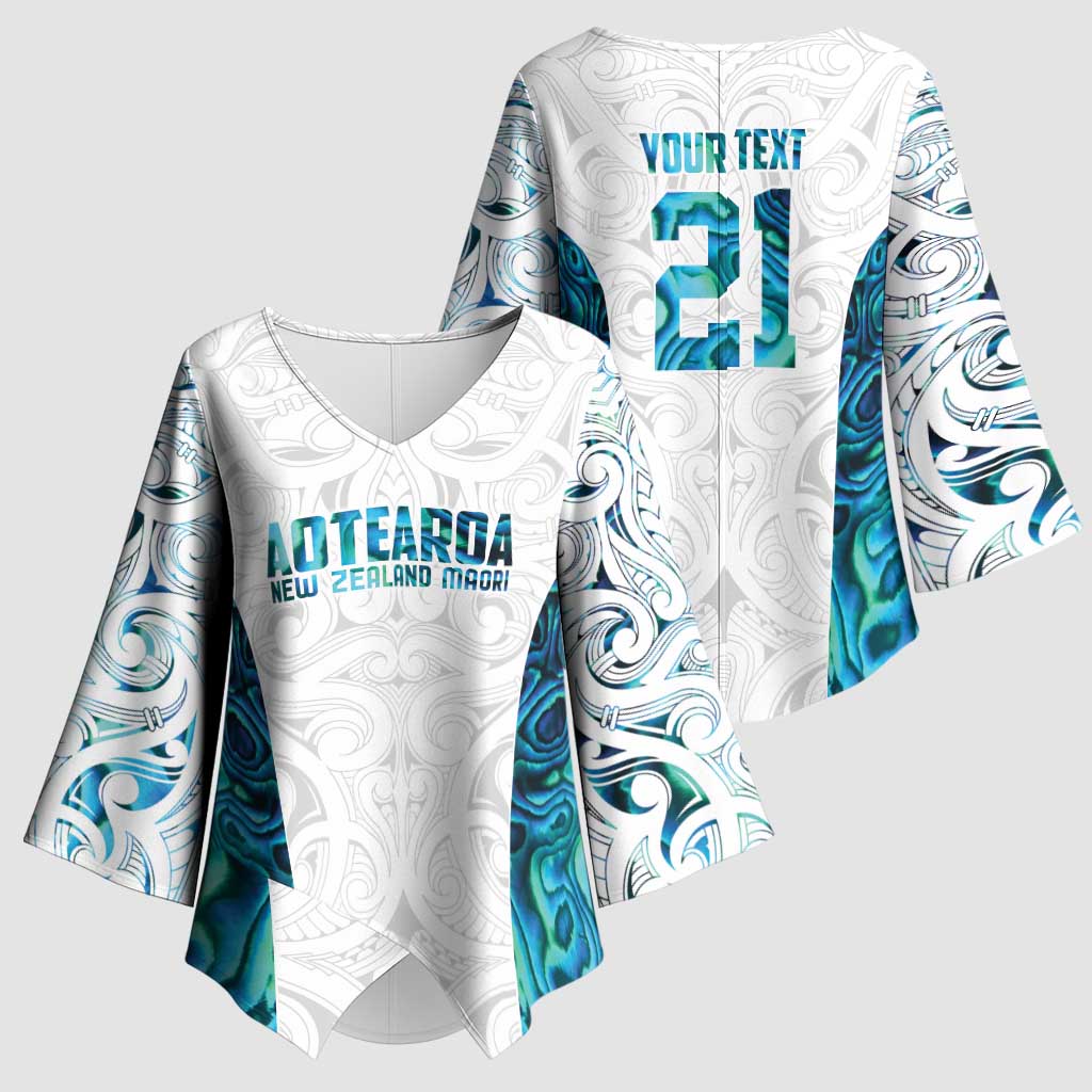 Custom New Zealand Aotearoa Kimono Sleeve Blouse Maori Paua Shell Indigenous - Polynesian Pride