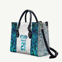 Custom New Zealand Aotearoa Leather Bag Maori Paua Shell Indigenous - Polynesian Pride