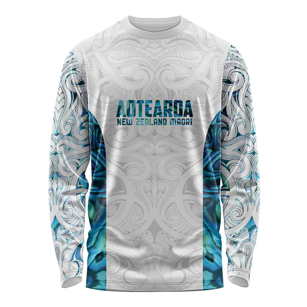Custom New Zealand Aotearoa Long Sleeve Shirt Maori Paua Shell Indigenous LT9 Unisex Blue - Polynesian Pride
