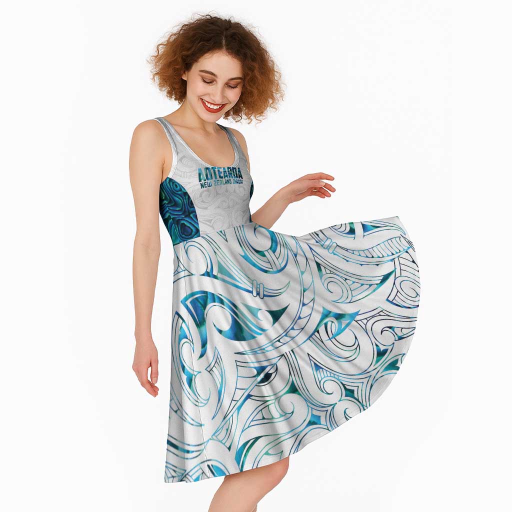 Custom New Zealand Aotearoa Midi Dress Maori Paua Shell Indigenous - Polynesian Pride