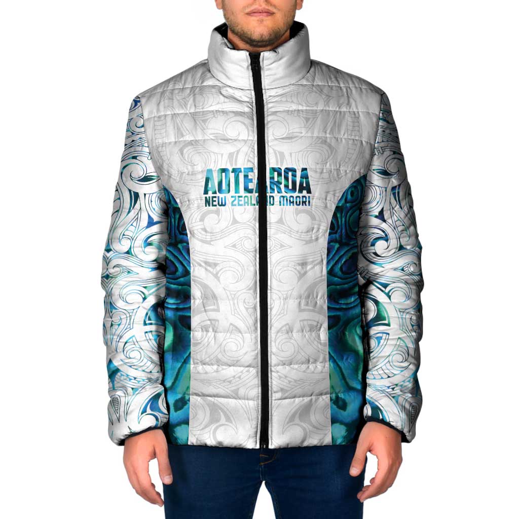 Custom New Zealand Aotearoa Padded Jacket Maori Paua Shell Indigenous LT9 Men Blue - Polynesian Pride