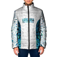Custom New Zealand Aotearoa Padded Jacket Maori Paua Shell Indigenous LT9 Men Blue - Polynesian Pride
