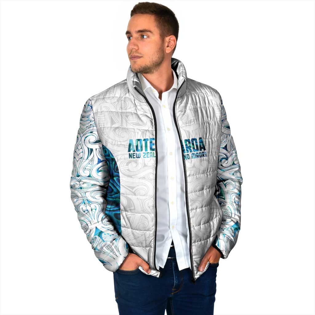 Custom New Zealand Aotearoa Padded Jacket Maori Paua Shell Indigenous LT9 - Polynesian Pride