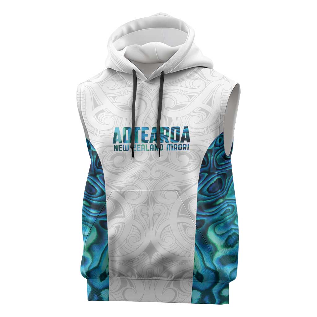 Custom New Zealand Aotearoa Sleeveless Hoodie Maori Paua Shell Indigenous LT9 Blue - Polynesian Pride