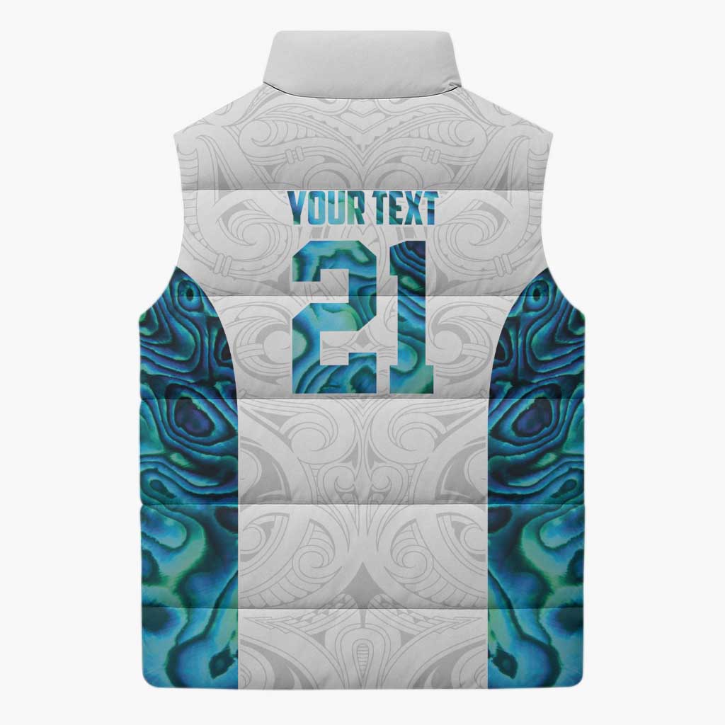 Custom New Zealand Aotearoa Sleeveless Puffer Jacket Maori Paua Shell Indigenous LT9 - Polynesian Pride