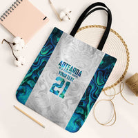 Custom New Zealand Aotearoa Tote Bag Maori Paua Shell Indigenous LT9 Black Strap One Size Blue - Polynesian Pride
