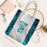 Custom New Zealand Aotearoa Tote Bag Maori Paua Shell Indigenous LT9 White Strap One Size Blue - Polynesian Pride