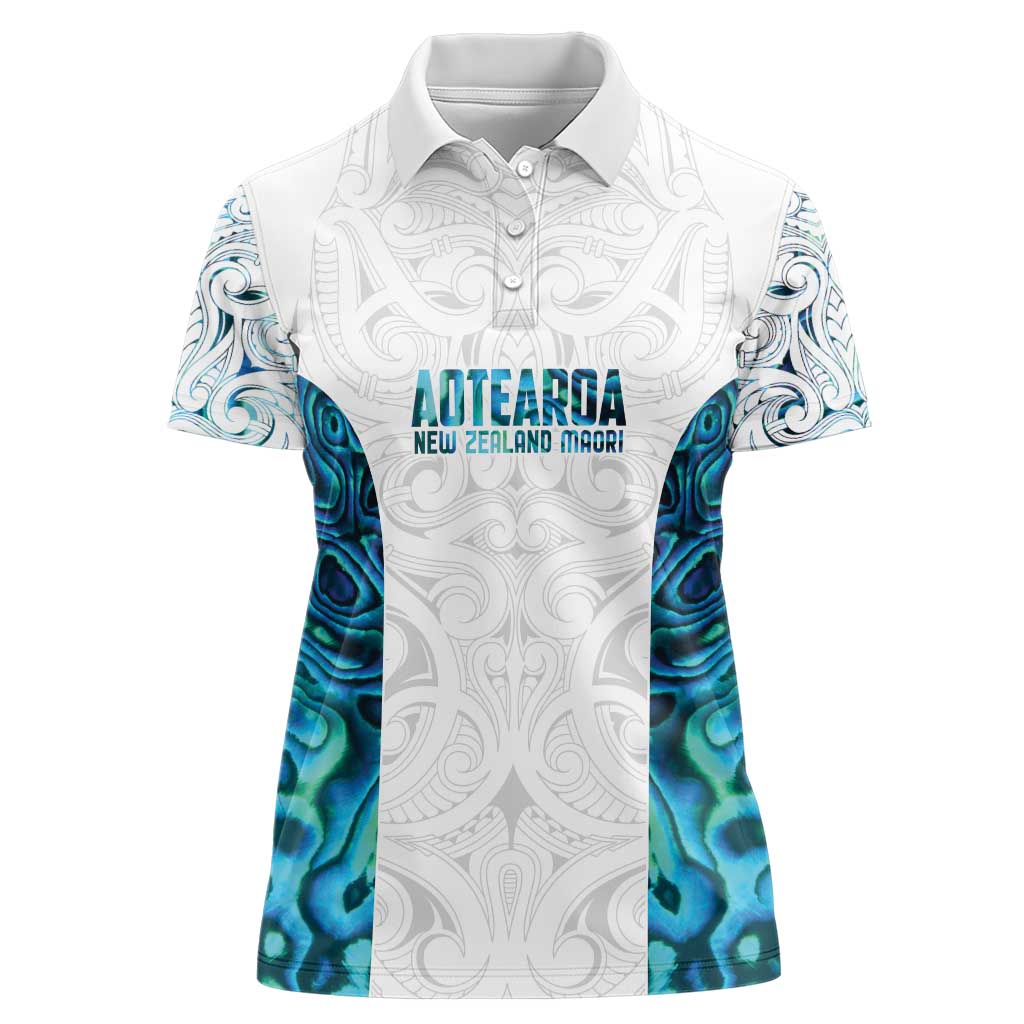 Custom New Zealand Aotearoa Women Polo Shirt Maori Paua Shell Indigenous - Polynesian Pride