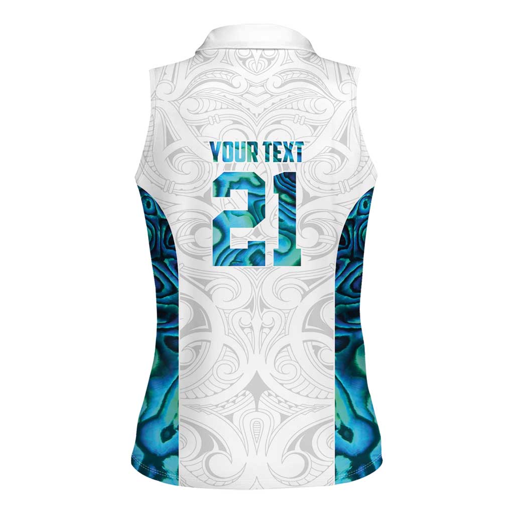 Custom New Zealand Aotearoa Women Sleeveless Polo Shirt Maori Paua Shell Indigenous - Polynesian Pride