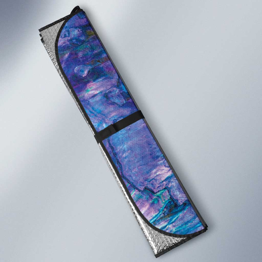 Custom New Zealand Aotearoa Auto Sun Shade Purple Maori Paua Shell Indigenous - Polynesian Pride