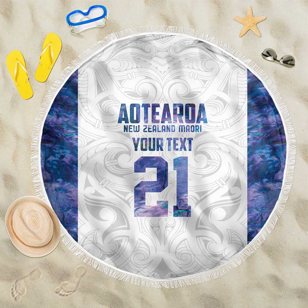 Custom New Zealand Aotearoa Beach Blanket Purple Maori Paua Shell Indigenous LT9 One Size 150cm Purple - Polynesian Pride