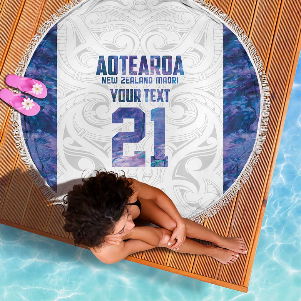 Custom New Zealand Aotearoa Beach Blanket Purple Maori Paua Shell Indigenous LT9 - Polynesian Pride