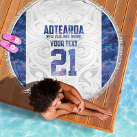 Custom New Zealand Aotearoa Beach Blanket Purple Maori Paua Shell Indigenous LT9 - Polynesian Pride
