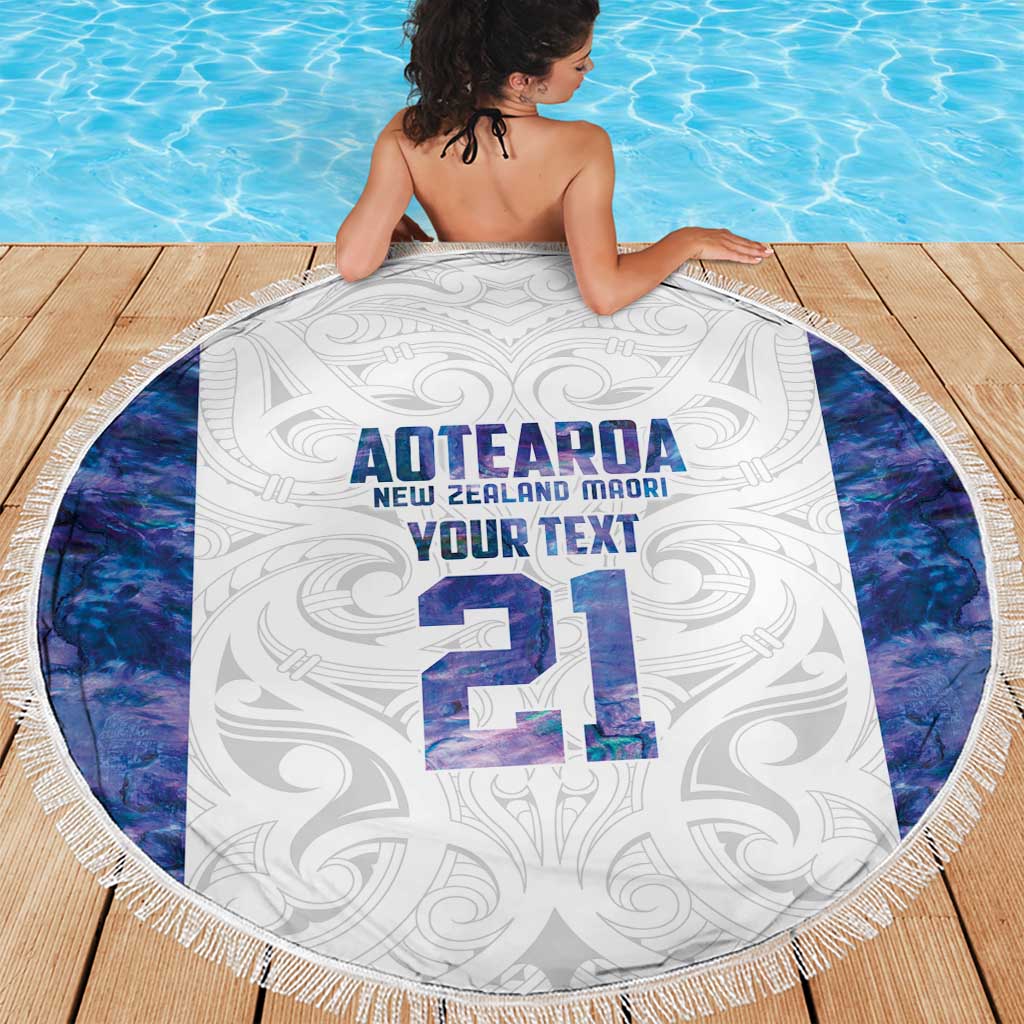 Custom New Zealand Aotearoa Beach Blanket Purple Maori Paua Shell Indigenous LT9 - Polynesian Pride