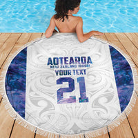 Custom New Zealand Aotearoa Beach Blanket Purple Maori Paua Shell Indigenous LT9 - Polynesian Pride
