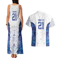 Custom New Zealand Aotearoa Couples Matching Tank Maxi Dress and Hawaiian Shirt Purple Maori Paua Shell Indigenous - Polynesian Pride