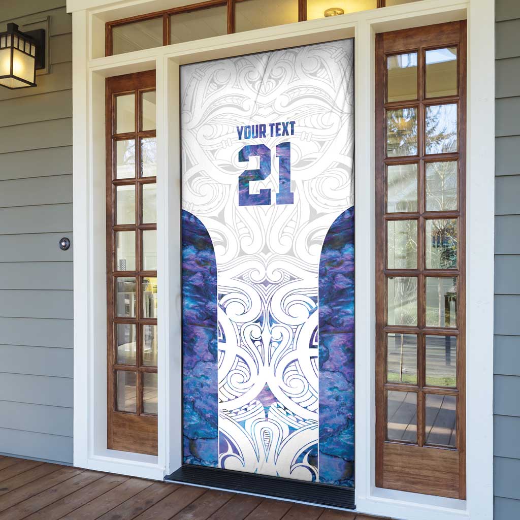Custom New Zealand Aotearoa Door Cover Purple Maori Paua Shell Indigenous - Polynesian Pride