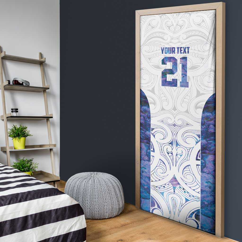 Custom New Zealand Aotearoa Door Cover Purple Maori Paua Shell Indigenous - Polynesian Pride