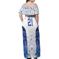 Custom New Zealand Aotearoa Family Matching Off Shoulder Maxi Dress and Hawaiian Shirt Purple Maori Paua Shell Indigenous - Polynesian Pride